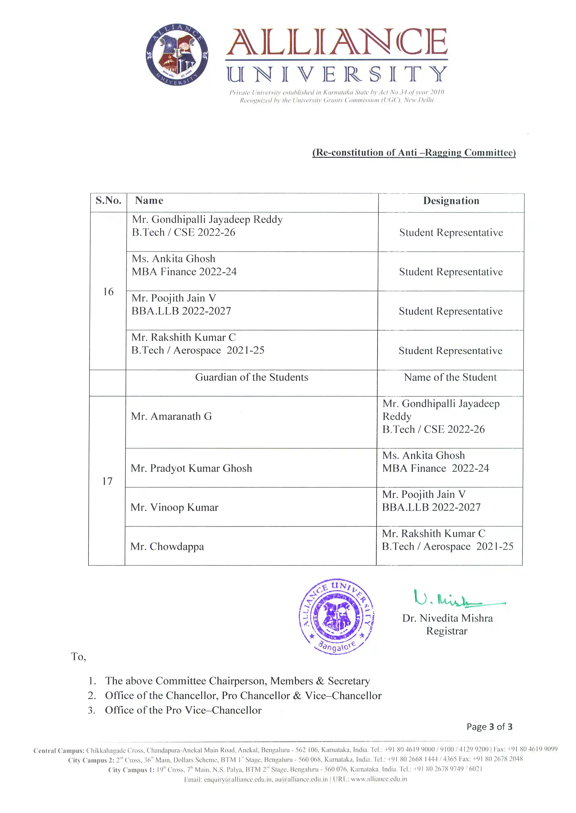 Anti Ragging Committee (ARC) notification page 3