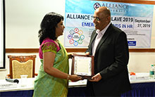 Mr. Sanjay Kumar, VP-Capability Building & Knowledge Management ITC Infotech being felicitated