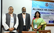 Dr. Anubha Acting VC AU with Mr. Srikanth NR Managing Director - HR Accenture  and Mr. Praveen Kamath, GM & HR Head GDE Wipro  after the inaugural