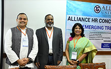 Dr. Anubha Acting VC AU with Mr. Srikanth NR Managing Director - HR Accenture  and Mr. Praveen Kamath, GM & HR Head GDE Wipro  after the inaugural