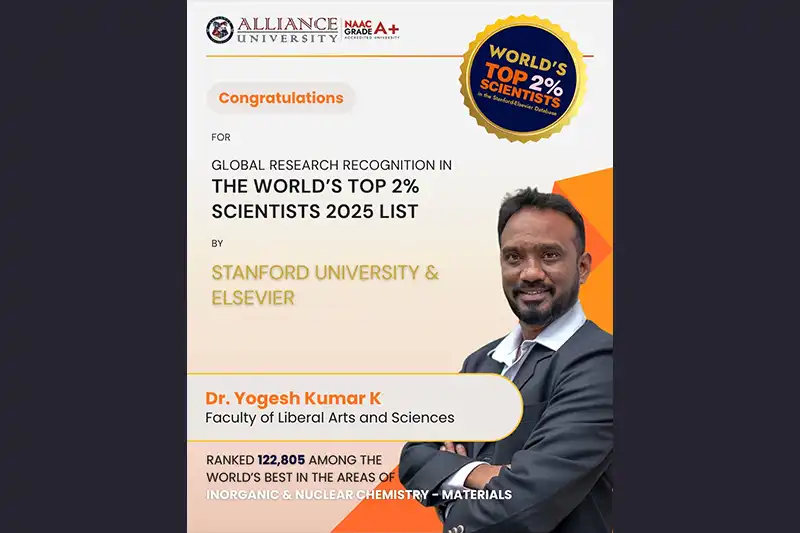 Alliance University Faculty Featured in Stanford University’s World’s Top 2% Scientists 2025 List - 6