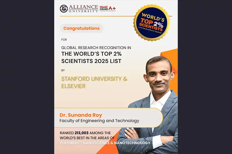 Alliance University Faculty Featured in Stanford University’s World’s Top 2% Scientists 2025 List - 9