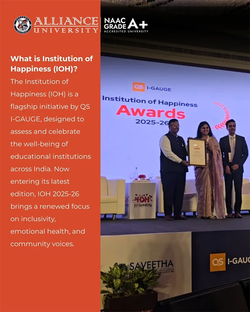 Alliance University Recognised with the QS I-GAUGE Institution of Happiness Award 2025–26 - 2