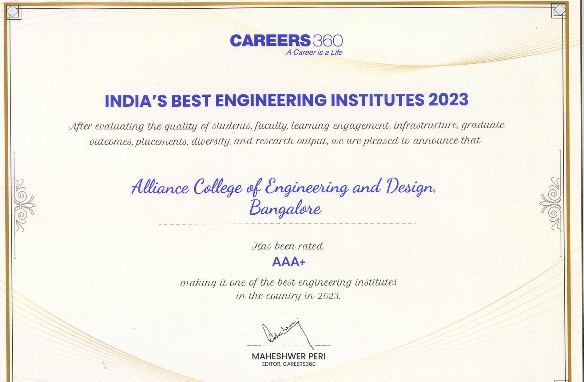 CAREERS 360 – India’s Best Engineering Institutes Ratings 2023