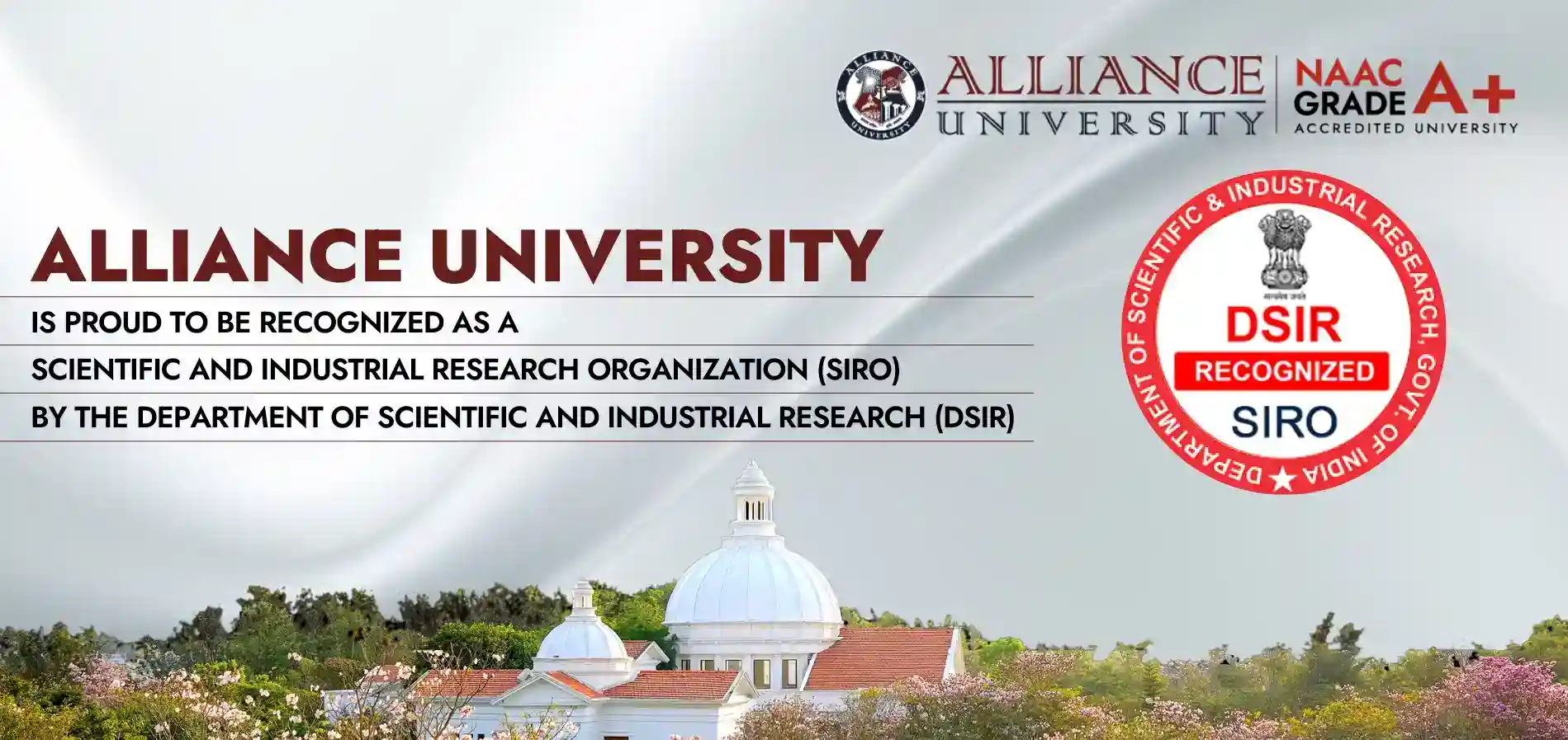 Alliance University Recognized as a SIRO by DSIR