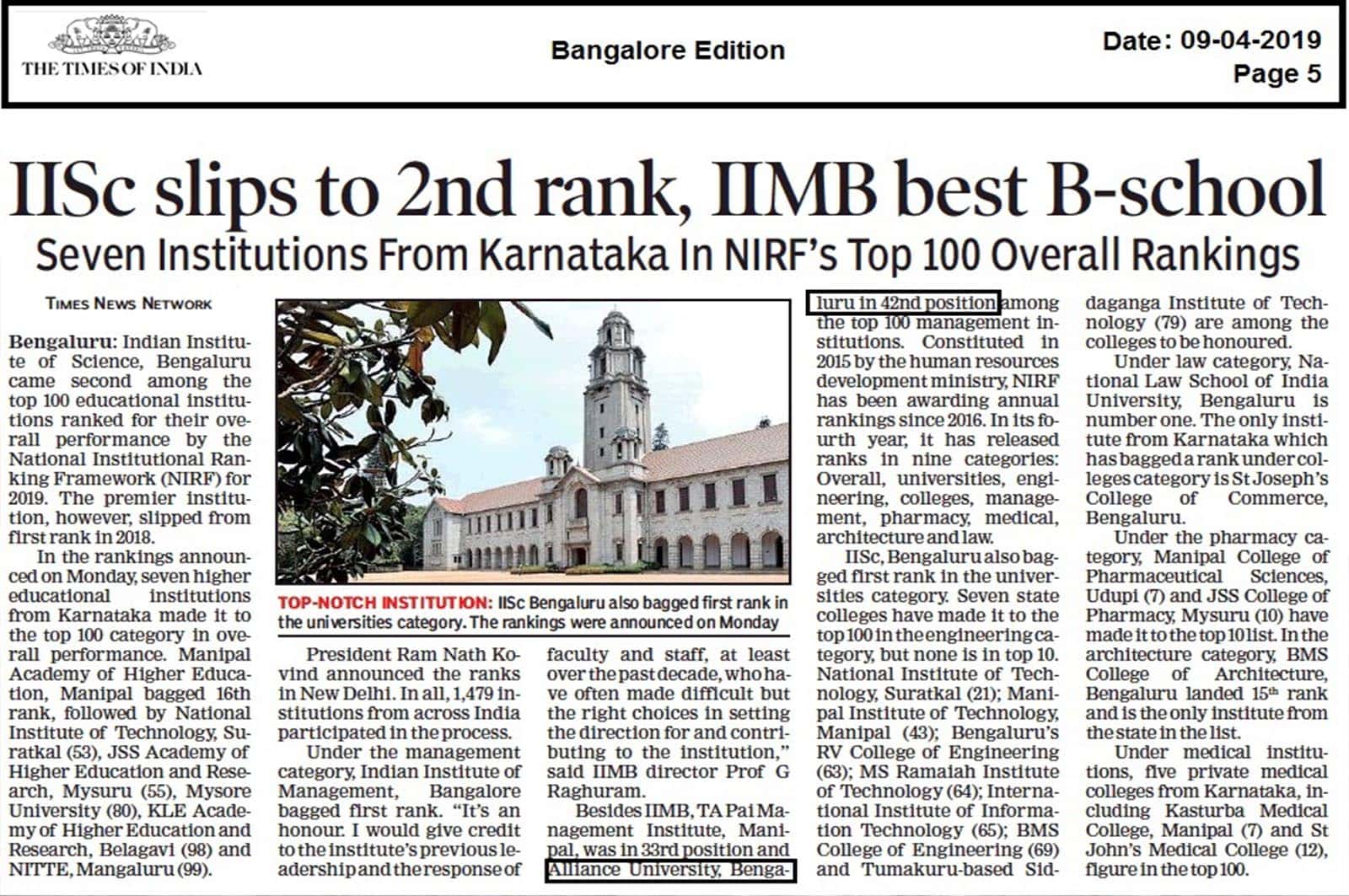 NIRF Ranking 2019