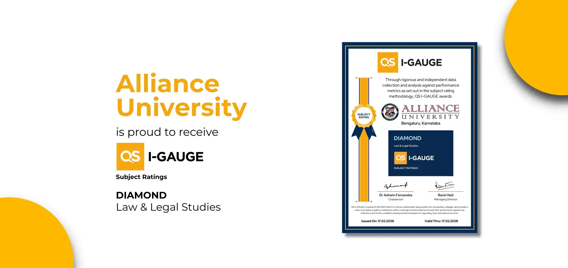 QS I-GAUGE Diamond Subject Rating for Law & Legal Studies